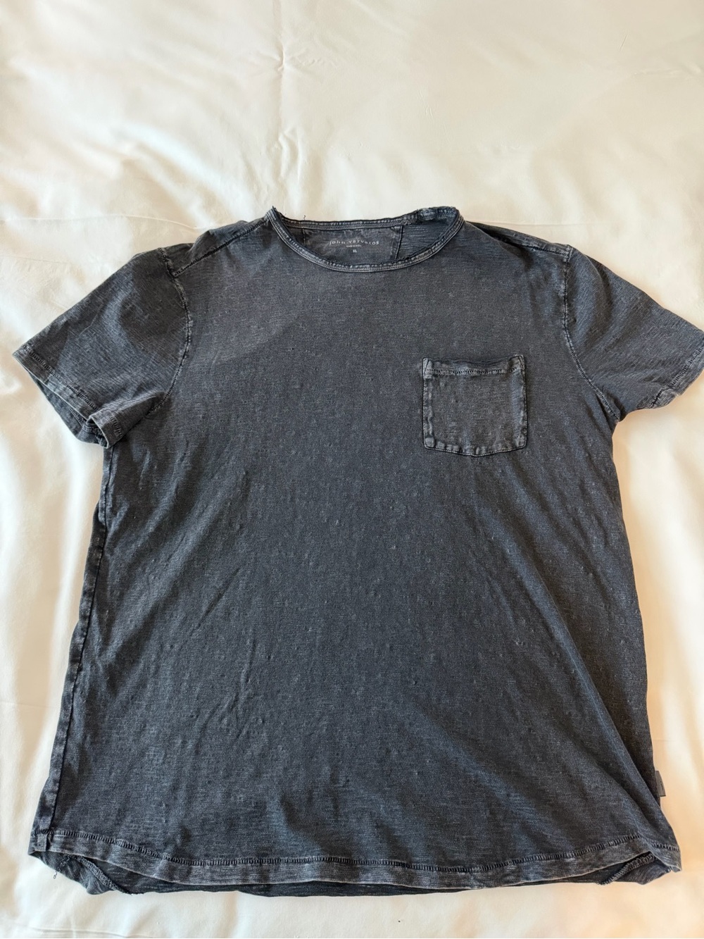 John Varvatos Distressed Black Short Sleeve Pocket Tee